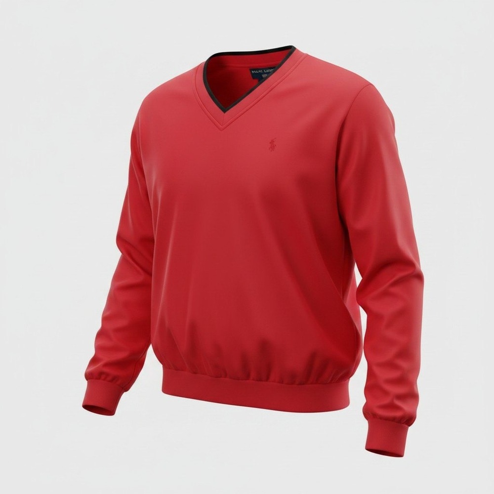 Vintage Polo Sport Ralph Lauren Windbreaker Pullover Jacket Red V Neck Lined L